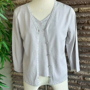 Doncaster Collection Dusty Lavender Twinset Tank and Cardigan Sweater NWT